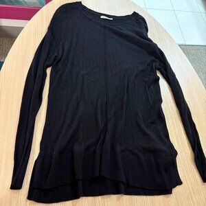 Dex Sweater Small Black Long Line Long Sleeve Lightweight Viscose Blend Sheer